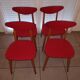 Set of 4 Vintage Chairs – 50s/60s Design – Red Faux Leather – Stackable