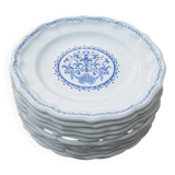 12 Anciennes Assiettes Plates en Faïence de Gien - Décor Rouen