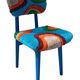 Mid-century chair with manual tufting, blue wood, Rajmund Halas, Poland, 1960s
