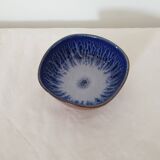 Glazed ceramic bowl / cup Blue interior Signed Alésia