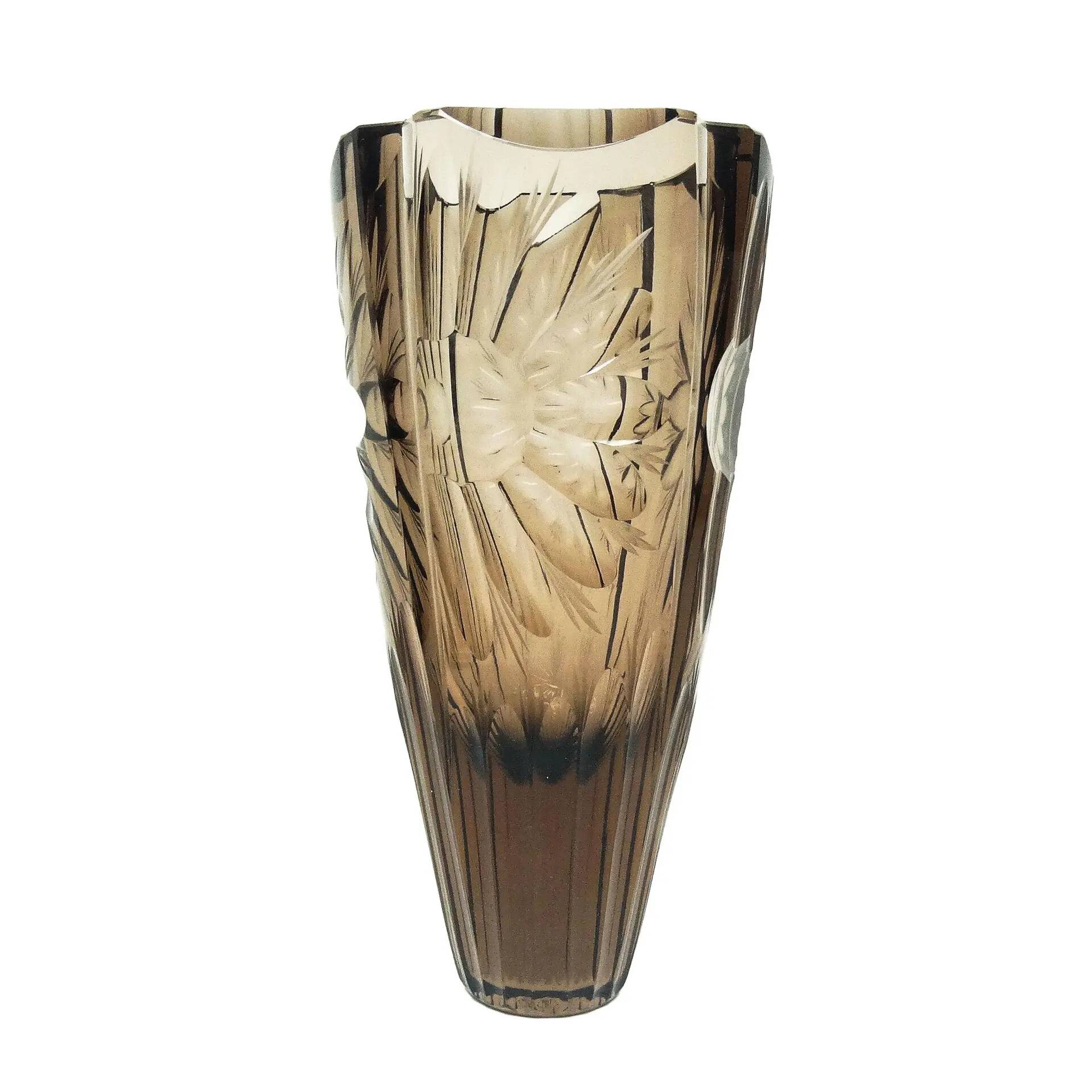 Art Deco vase, crystal, Moser, Czechoslovakia, 1930s