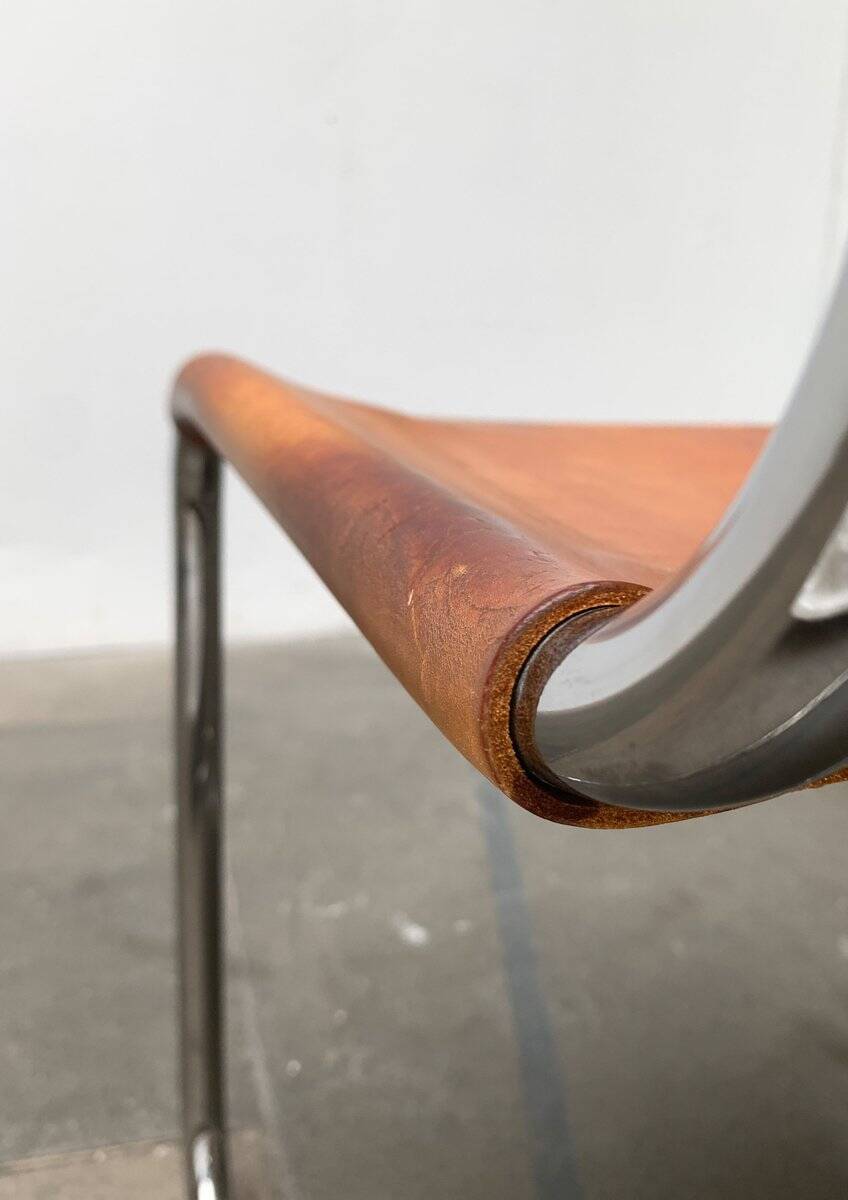 German vintage leather cantilever chairs S33 by Mart Stam for Thonet, set of 8