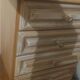 Small chest of drawers / tallboy in patinated solid wood – 5 drawers