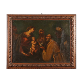Peinture ancienne « Les Trois Rois mages » huile sur toile XVII-XVIII siècle