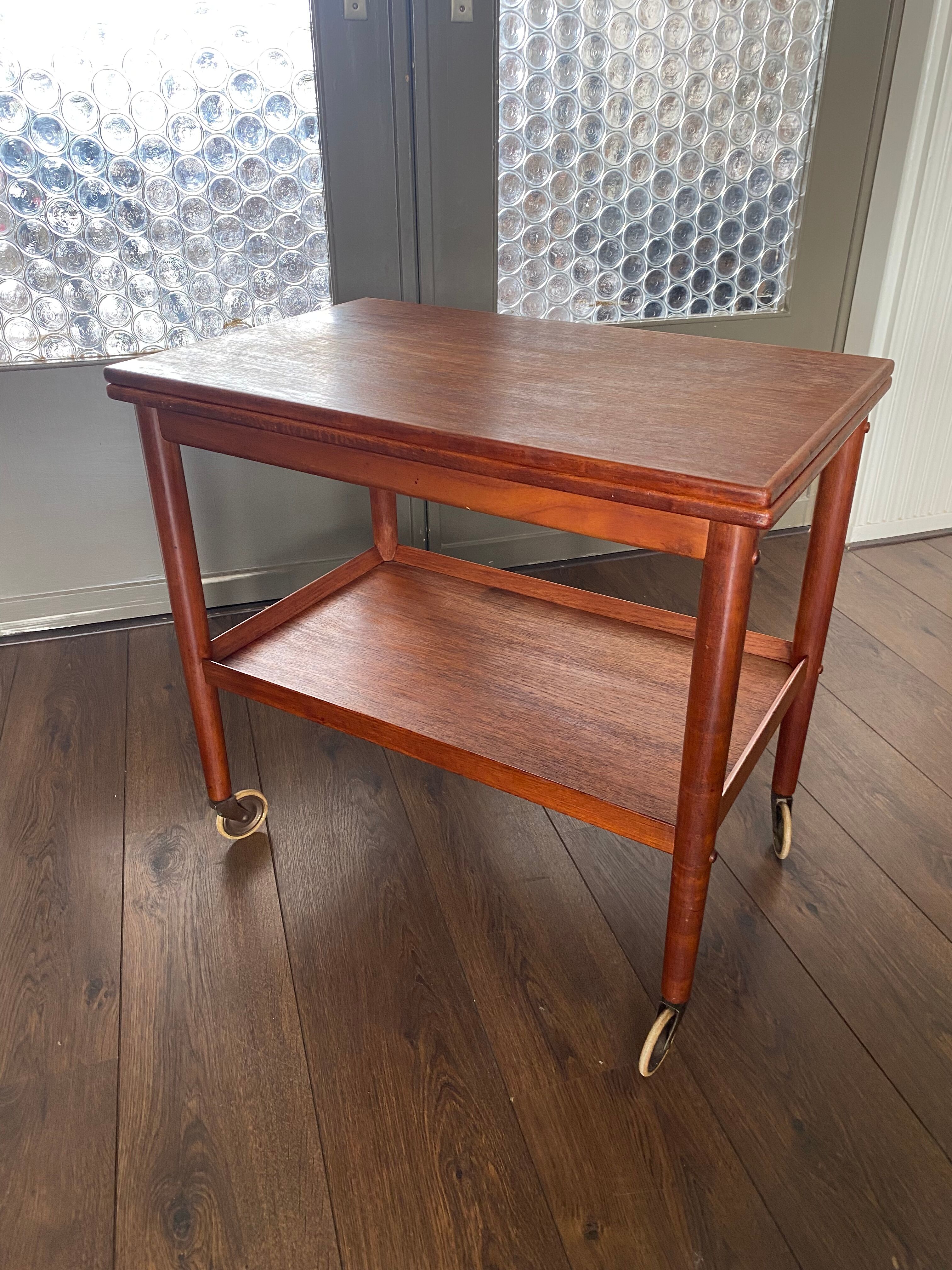 Danish Design Flip Top Bar Cart by Grete Jalk for Poul Jeppesens Møbelfabrik, 1960s