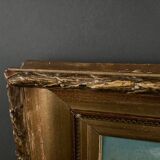 Oil on panel marine scene signed 20th century gilt leaf frame
