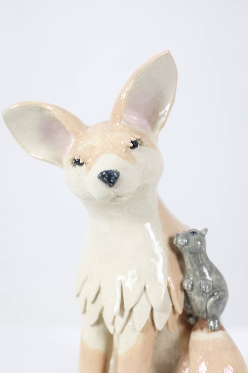 Valérie Courtet. Fennec fox in glazed stoneware. Contemporary work.