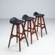Erik Buch set of three “OD61” bar stools in rosewood Oddense Denmark 1965
