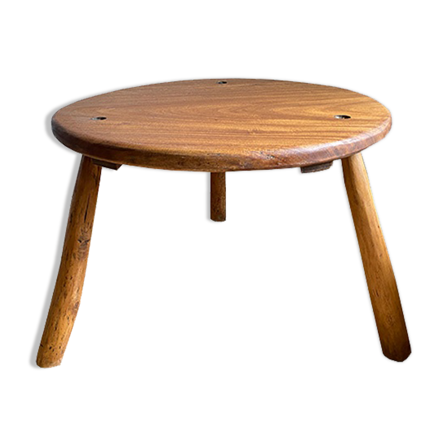 Brutalist wooden round table