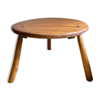 Brutalist wooden round table