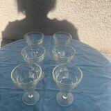 6 old transparent glass port glasses