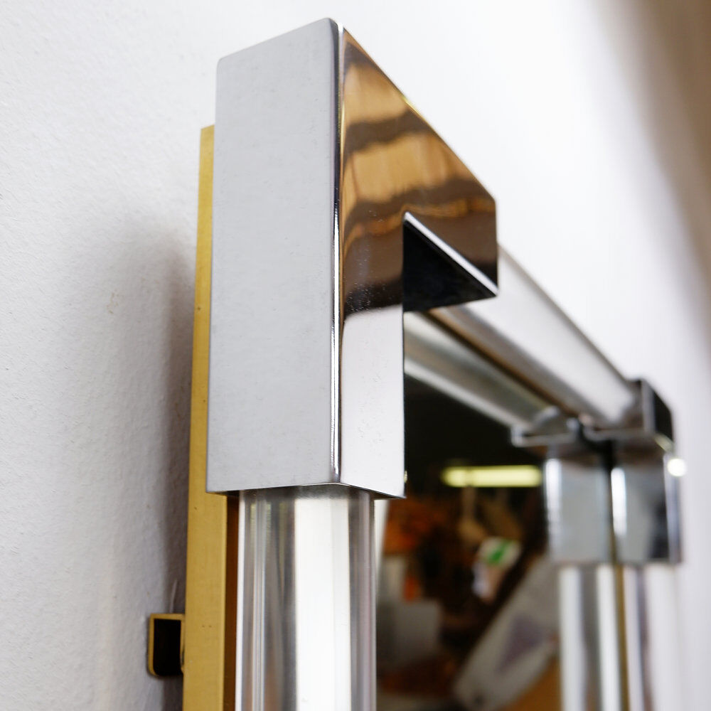 Wall mirror in lucite and chrome, 1970s