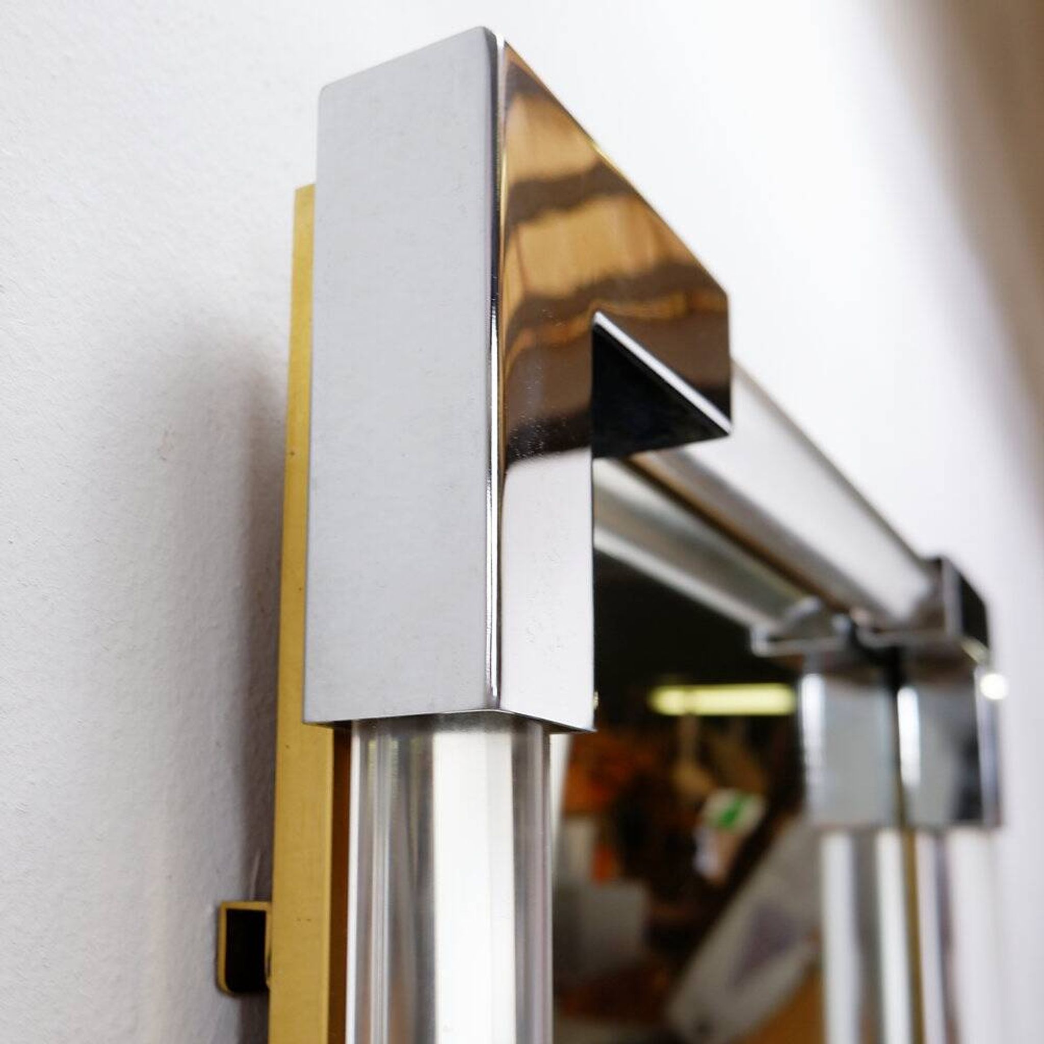 Wall mirror in lucite and chrome, 1970s