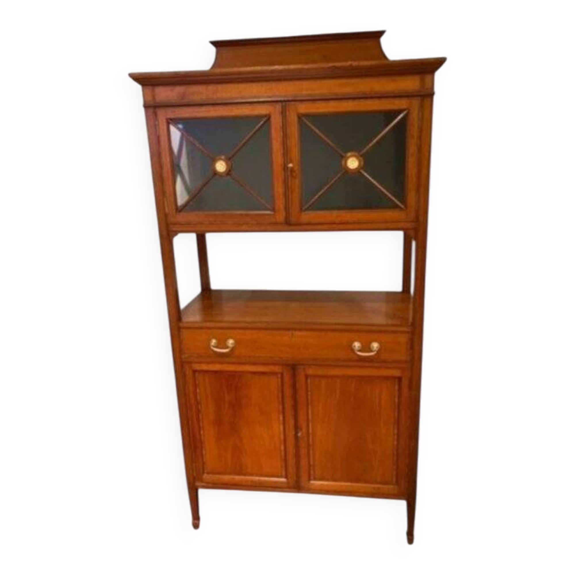 Élégant buffet vitrine de style Directoire en fruitier, début XIXe siècle
