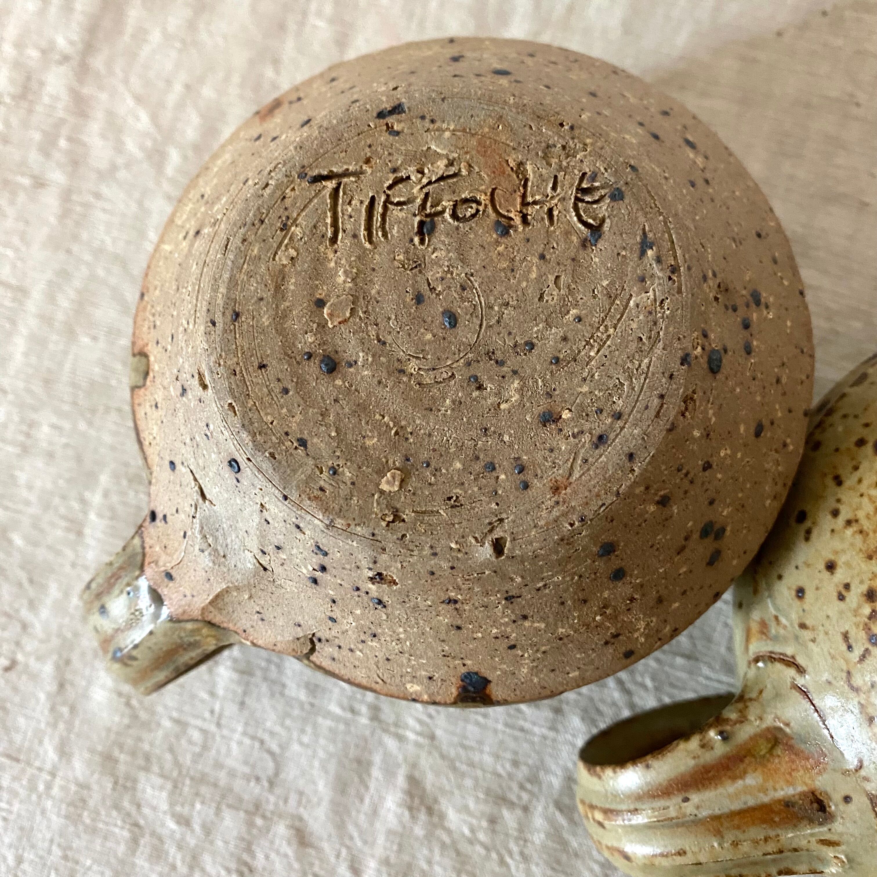 Vintage pyreted stoneware cups