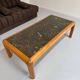 Ancienne table basse en bois et pierre fossil design Heinz Lilienthal 1980