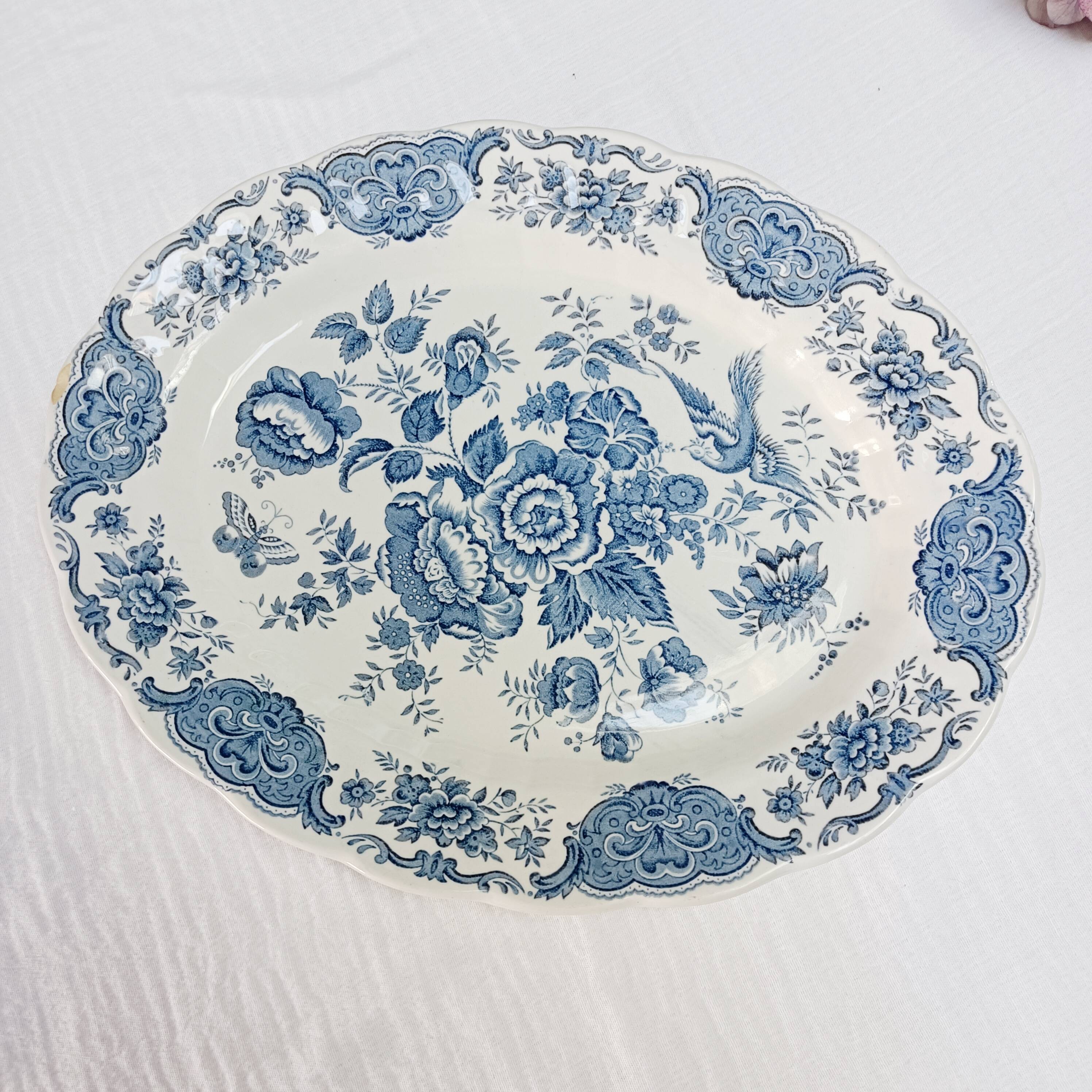 Ridgway Staffordshire oval flat, Windsor blue