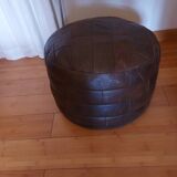 Leather patchwork pouf, vintage 70'S by Sede