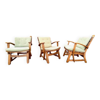 Fauteuils x 3 brutalistes par A.W.A, Hollande vers 1970