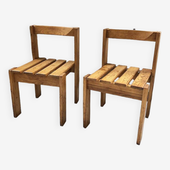 Duo de chaises en pin, style Les Arcs