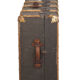 Trunk with wood, brass lock, khaki green coated canvas, circa 1930