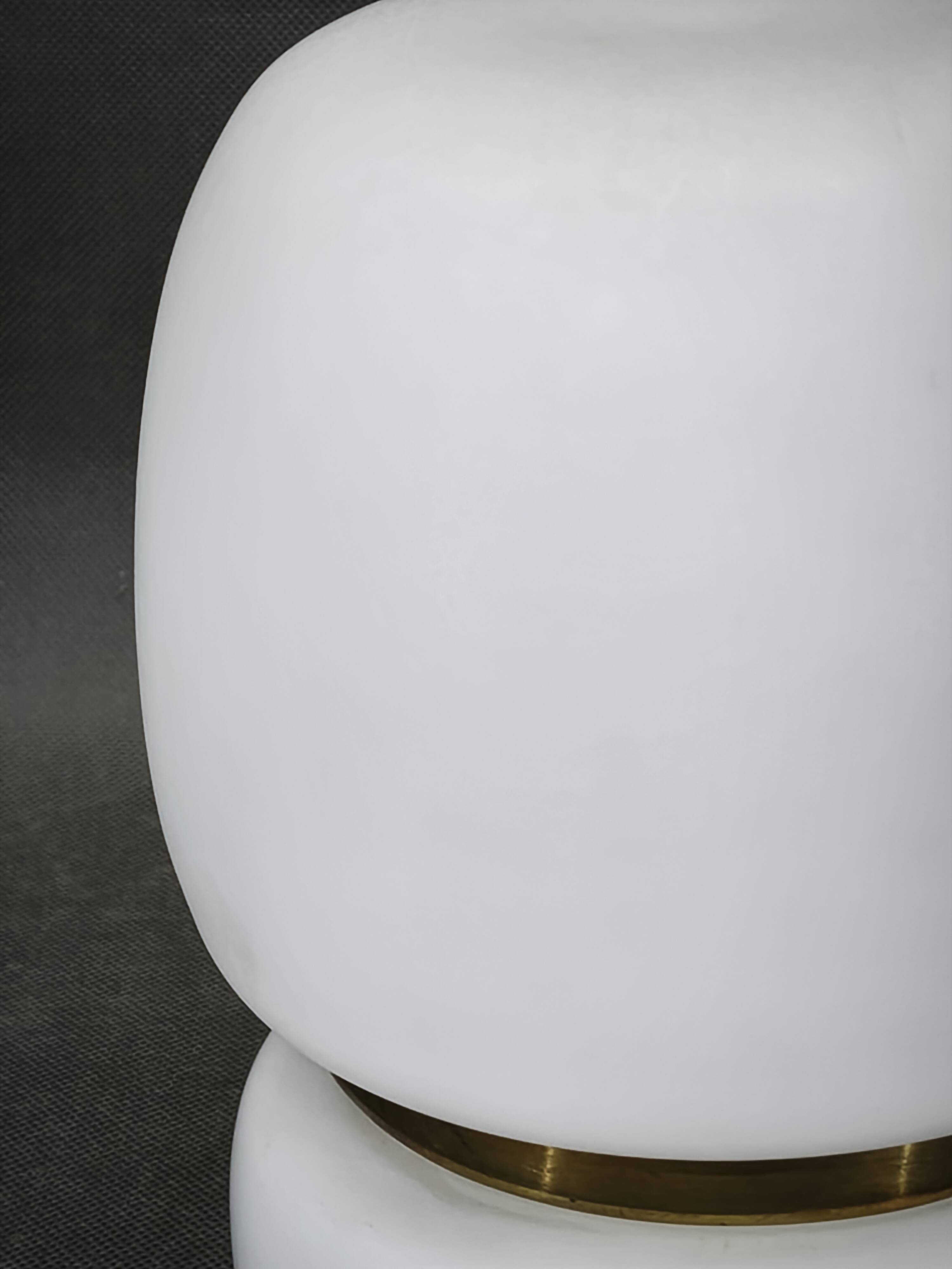 Czech Opaline Glass and Brass Table Lamp, 1970s