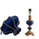 Lampe de table vintage avec abat-jour en verre floral bleu - Lampe d’accent romantique pour chambre à coucher