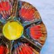 Ceramic oyster dish for 6 Barbotina handcrafted painted and enameled from Vallauris France 1970s