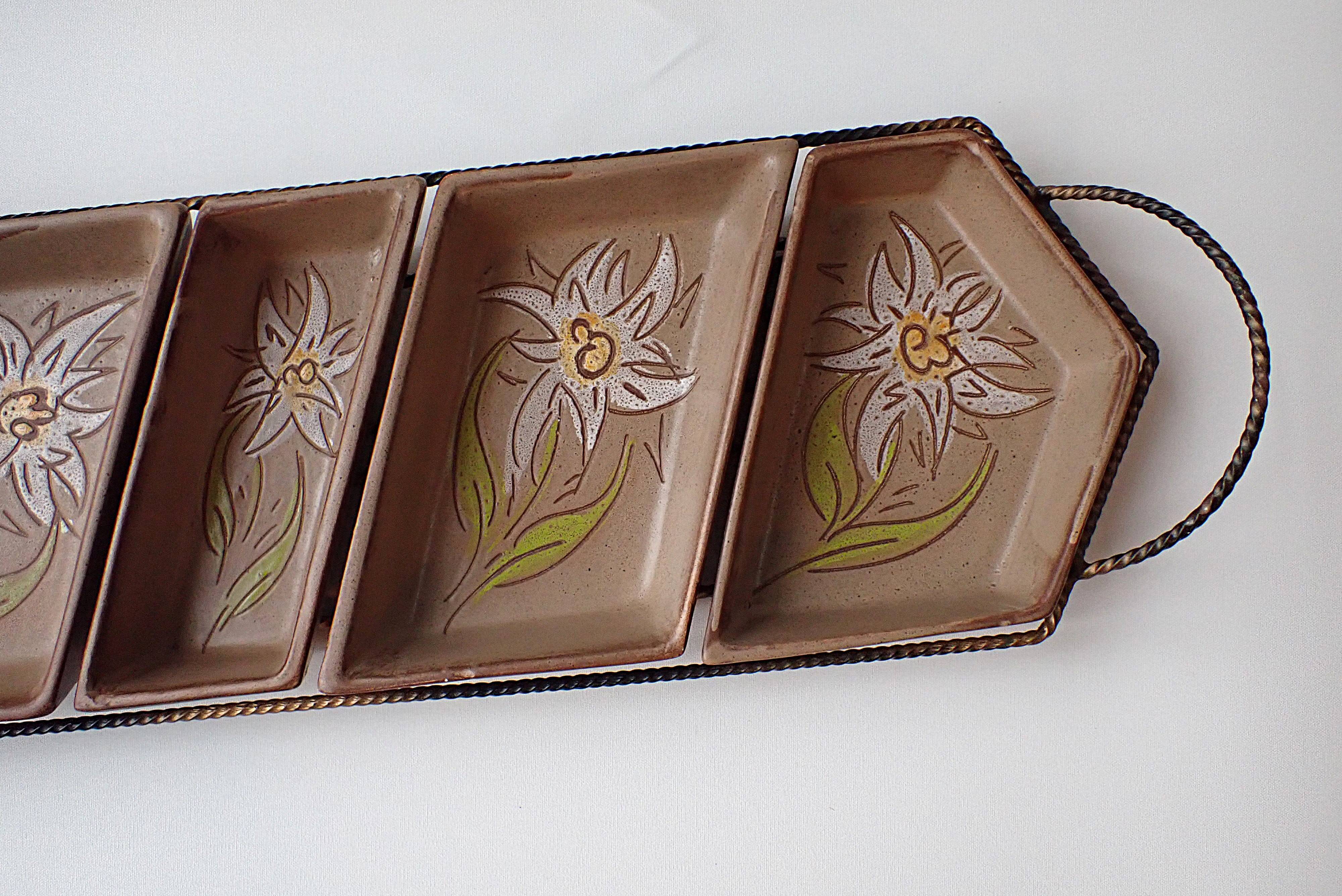 Vallauris ceramic aperitif service - 5 bowls