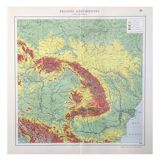 Carte ancienne  Danube Bucarest Roumanie 43x43cm de 1950