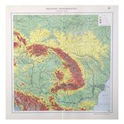 Carte ancienne  Danube Bucarest Roumanie 43x43cm de 1950