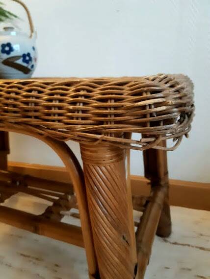 Rectangular vintage rattan coffee table