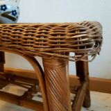 Rectangular vintage rattan coffee table