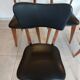 5 chairs in wood and black faux leather, Scandinavian style