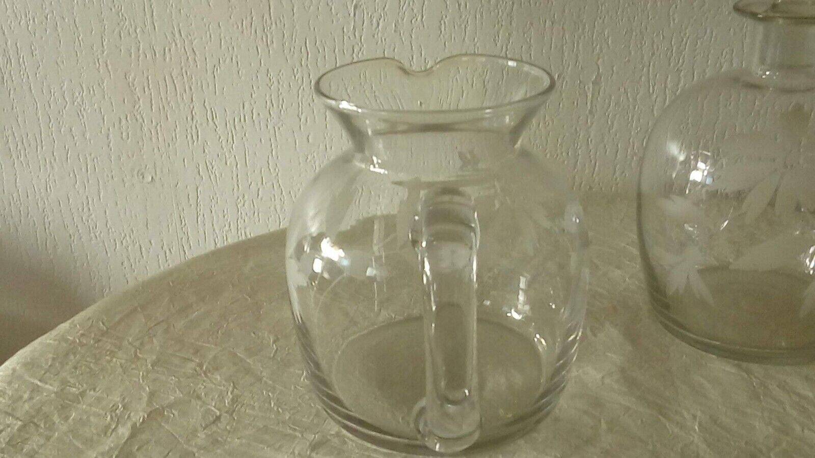 Fains glassware jug and engraved crystal carafe