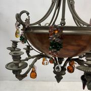 Napoleon III chandelier in bronze and alabaster with eight light arms, 19th century.