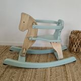 Wooden and celadon green rocking horse