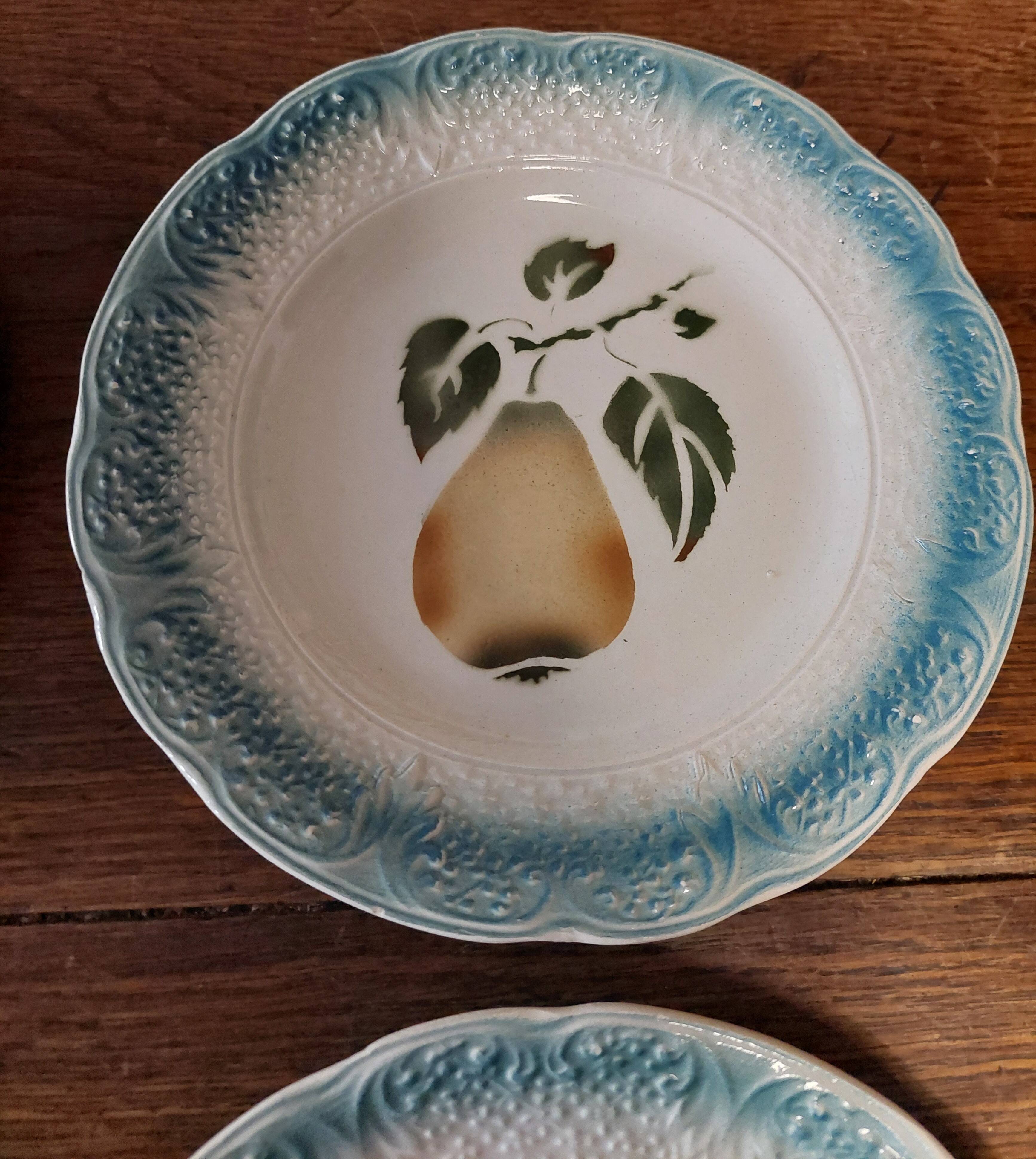Dessert plates set of four Clairefontaine pear barbotine