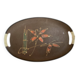 Oval tray glittery flowers handles scoubidou japan