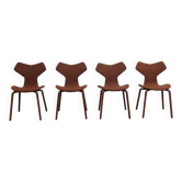 Rare set of 4 first edition 'Grand Prix' chairs by Arne Jacobsen for Fritz Hansen, 1959