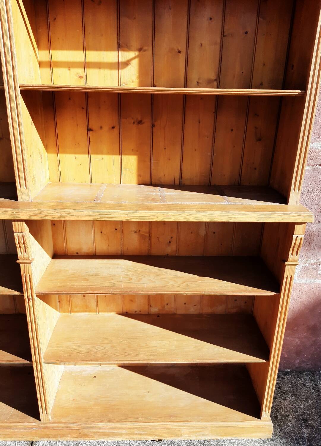Pine bookcase (251 x 49 x height 288 cm)