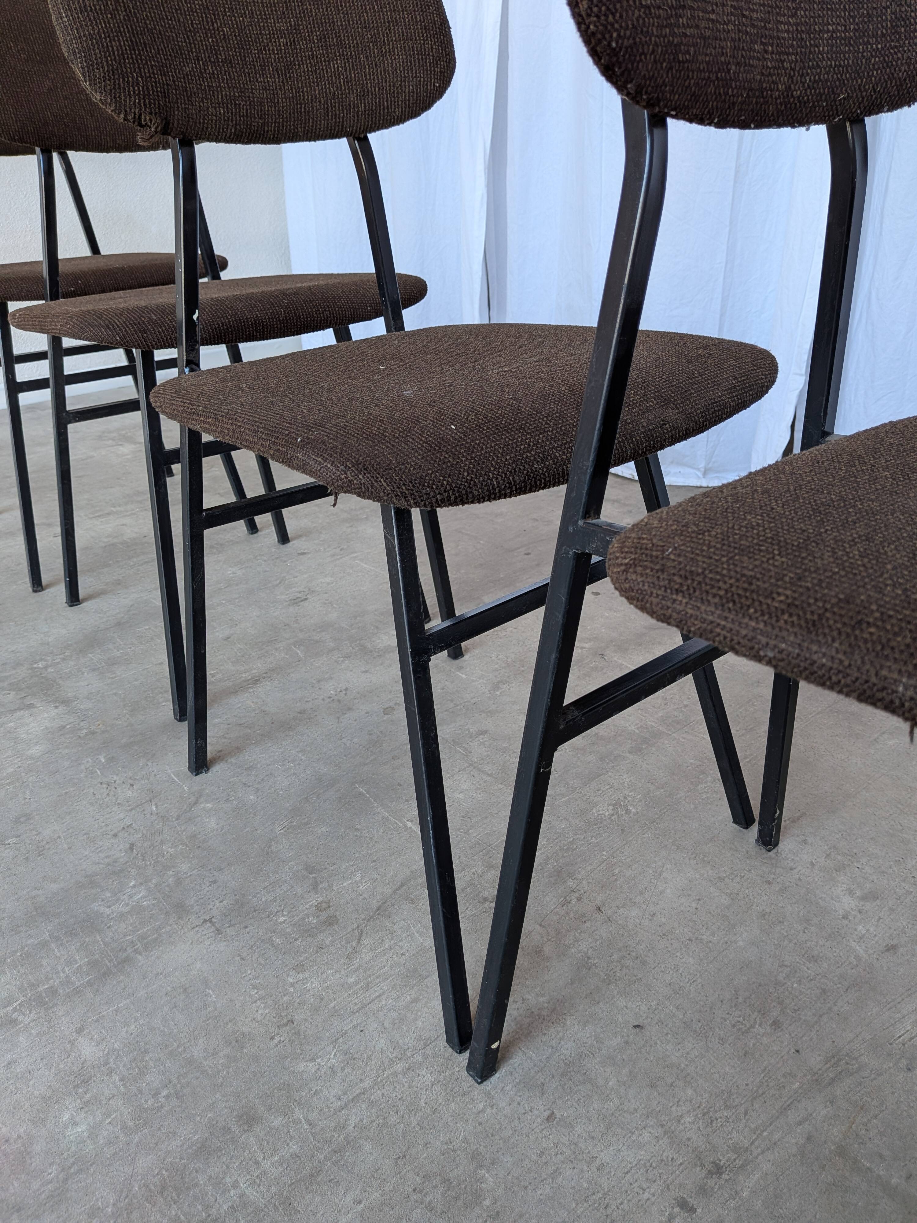 Chaises de salle à manger STOL Kamnik vintage (ensemble de 4) : tissu marron rétro des années 1970
