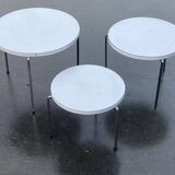 Vintage set of three round side tables nesting tables from the 70s design