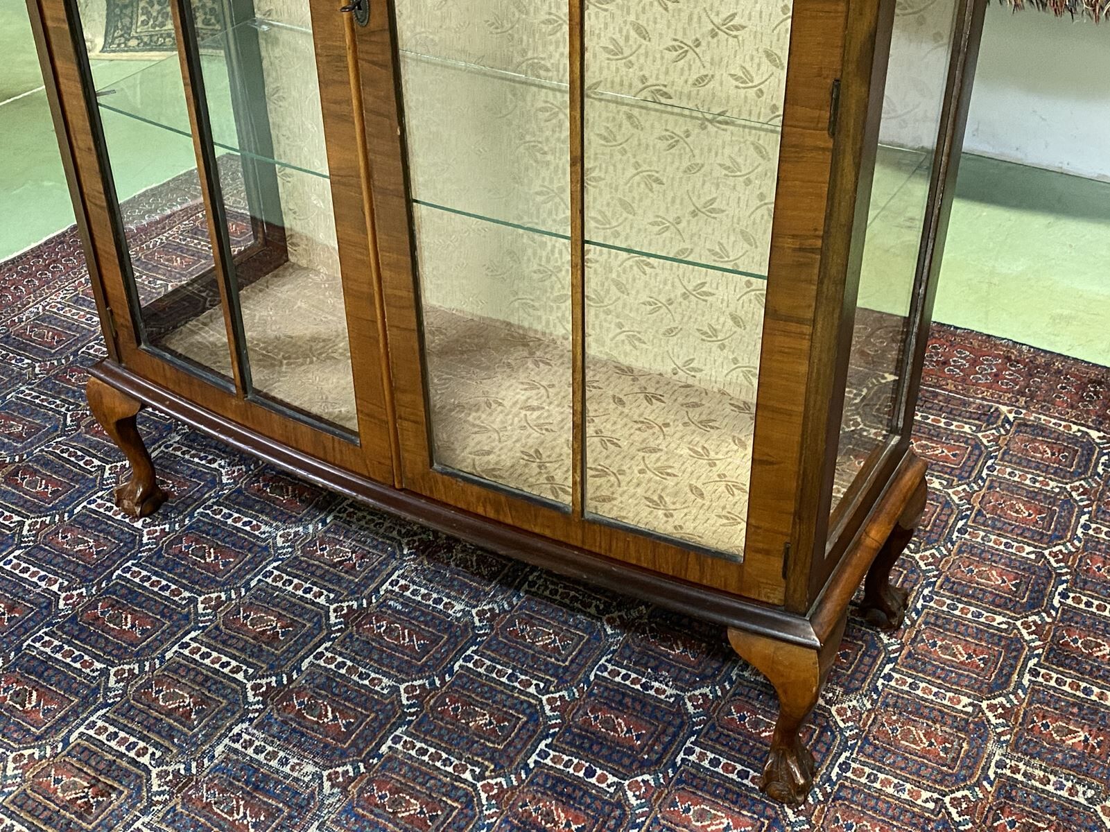 English art deco walnut showcase