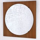Round mirror from the 60s - 70s on a square wooden frame