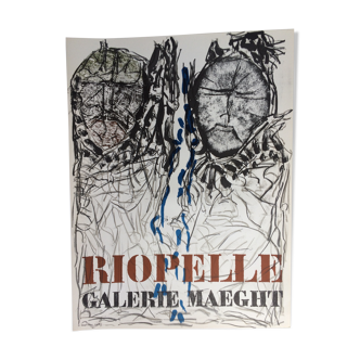 Affiche d'exposition en lithographie Jean-Paul Riopelle galerie Maeght 1974