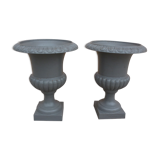 Pair of cast iron Medici vases