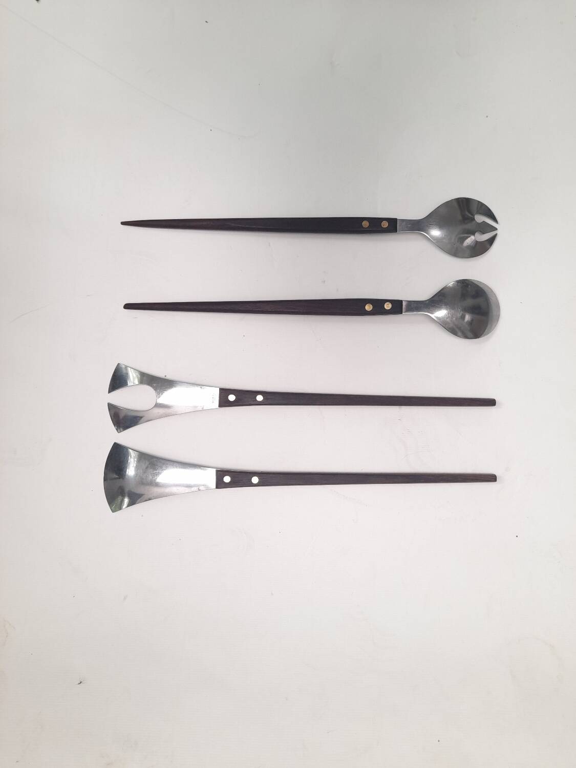 2 paires de couverts à salade teck et inox