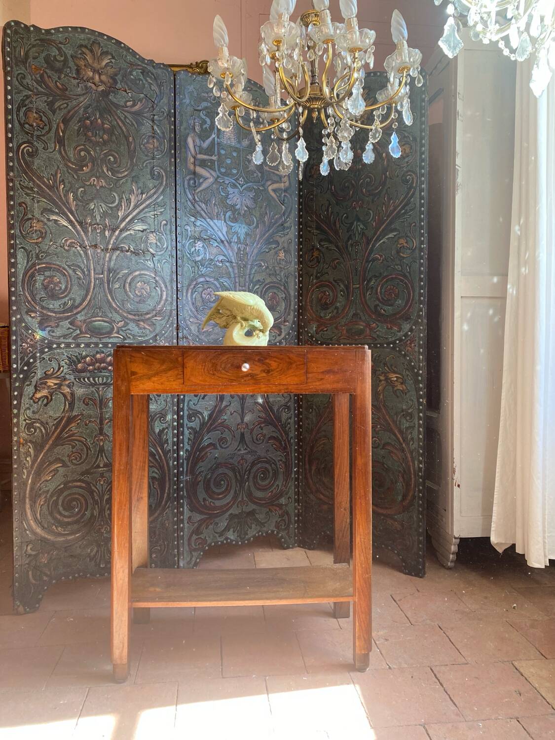 Small walnut console from the Art Deco period