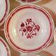 set of 11 vintage soup plates with red flowers